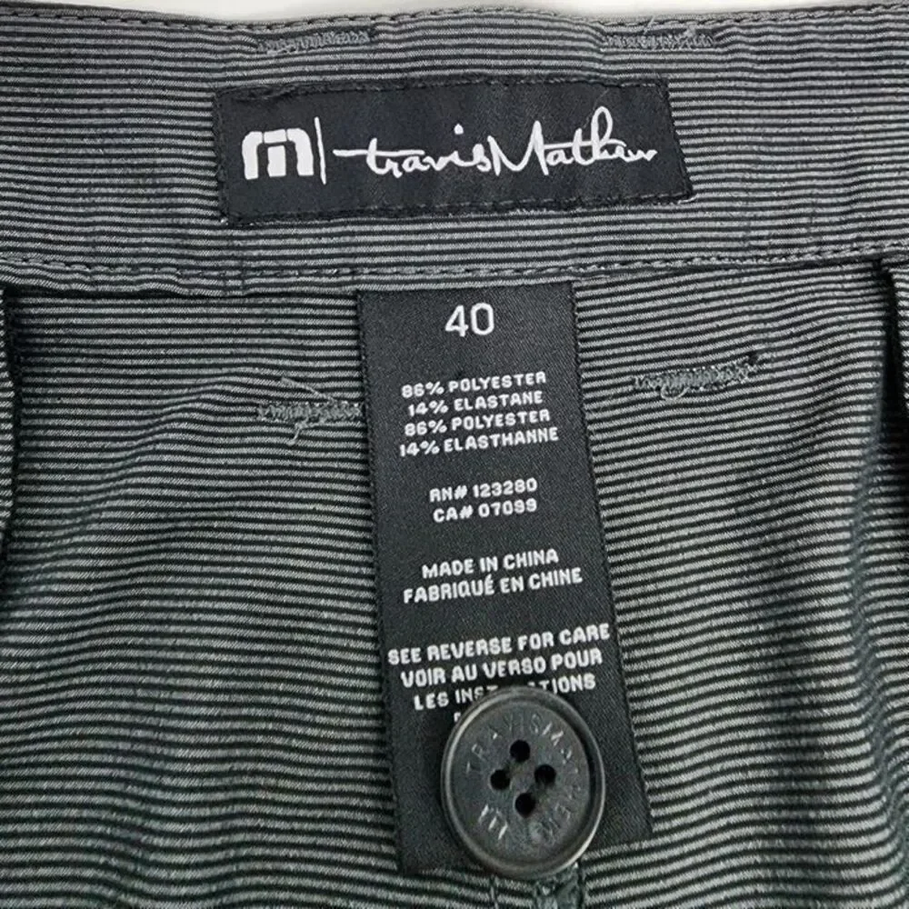 Travis Mathew Golf Shorts Men's 40 Performance Active Outdoor Chino Black Grey‎